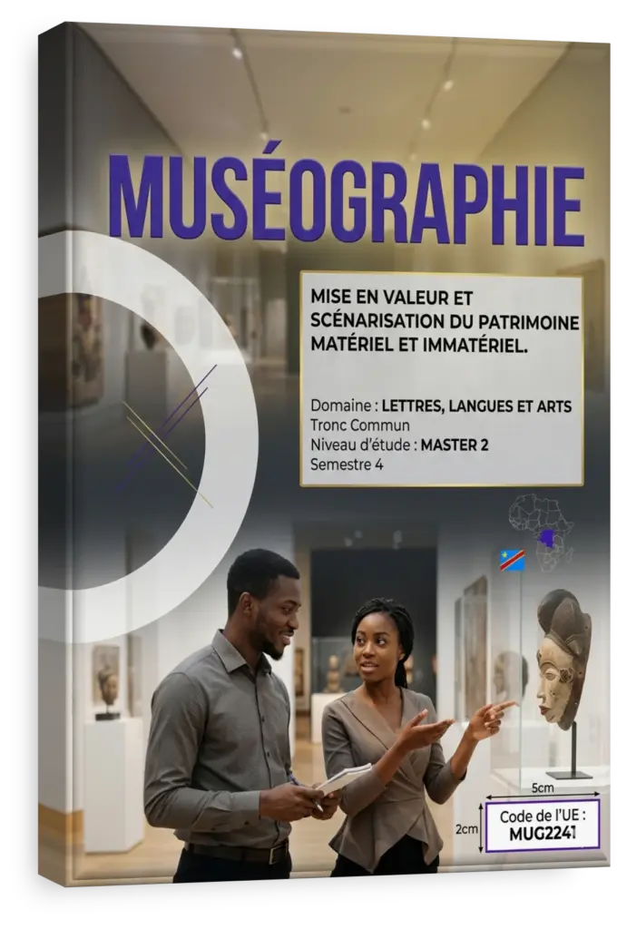 Étudiants en muséographie en RDC travaillant sur une exposition de patrimoine congolais.