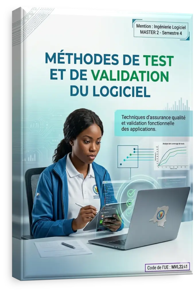 Étudiants en informatique en RDC travaillant sur des tests de validation de logiciel.