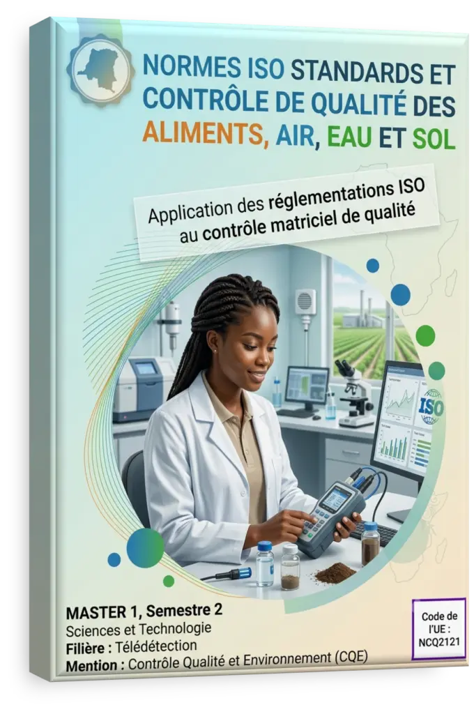 Étudiant en laboratoire analysant des échantillons d'eau et de sol en RDC.