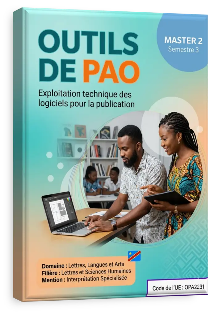 Étudiant utilisant un logiciel de PAO pour traduire un document en plusieurs langues.