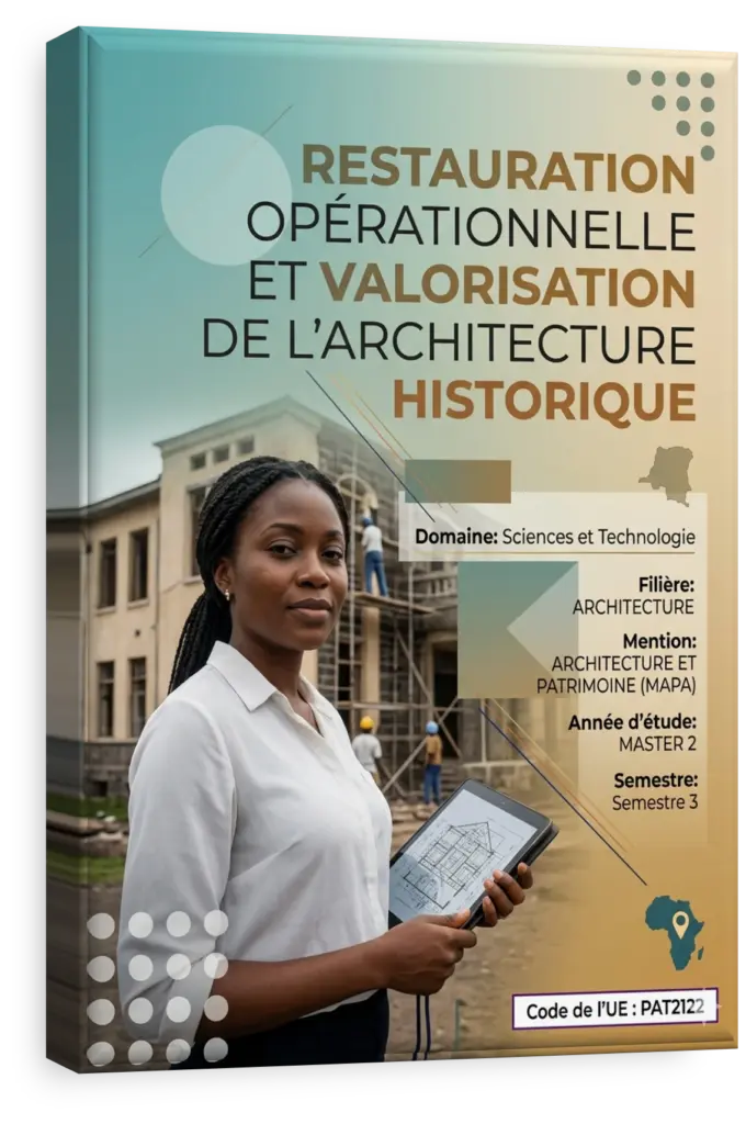 Étudiants en patrimoine examinant l'architecture d'un site historique en RDC.