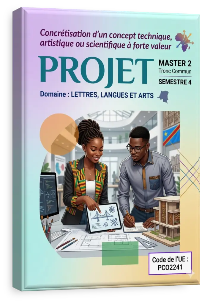 Étudiants universitaires en RDC collaborant sur un projet en Lettres et Arts.