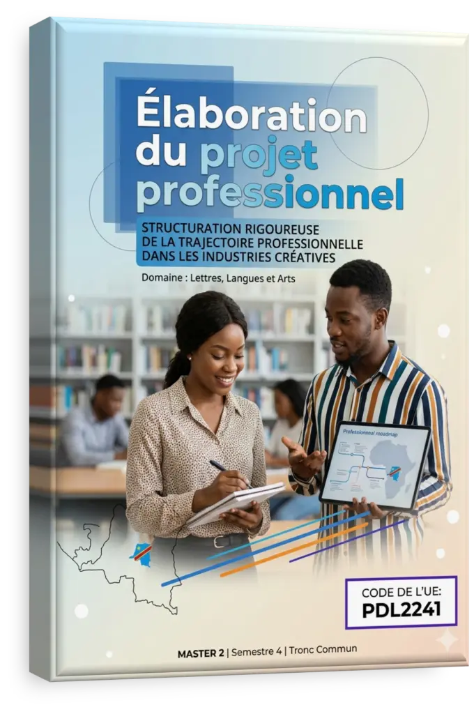 Étudiants en RDC travaillant sur leur projet professionnel dans le domaine des arts et lettres.