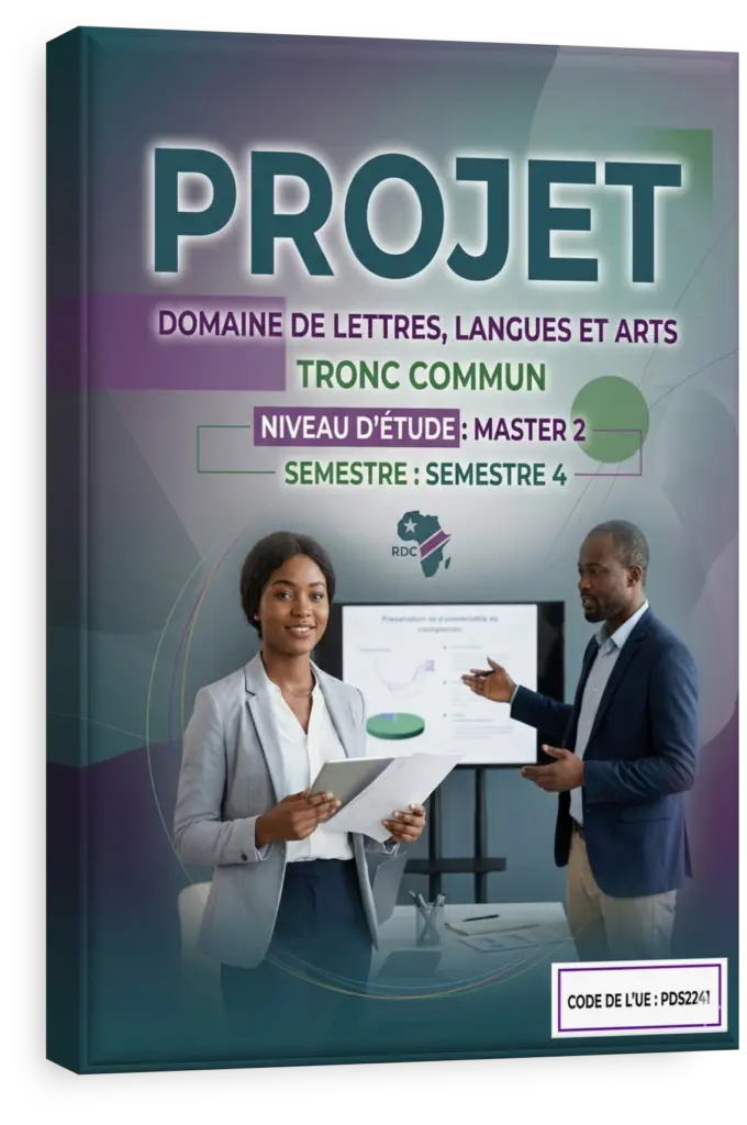 Étudiants en Lettres, Langues et Arts collaborant sur un projet universitaire en RDC.