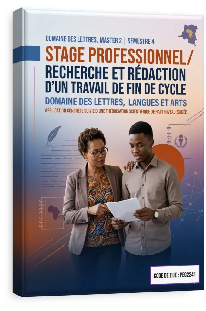 Étudiant en RDC rédigeant son Travail de Fin de Cycle sur le patronage industriel.