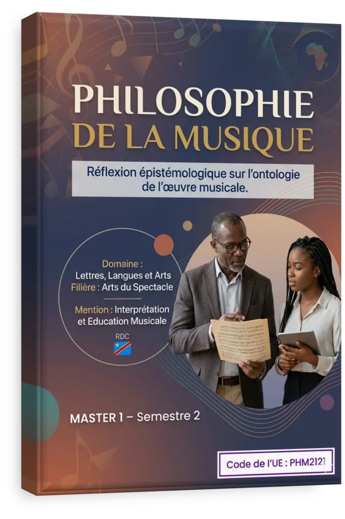 Partition musicale et livre de philosophie symbolisant le cours de philosophie de la musique.