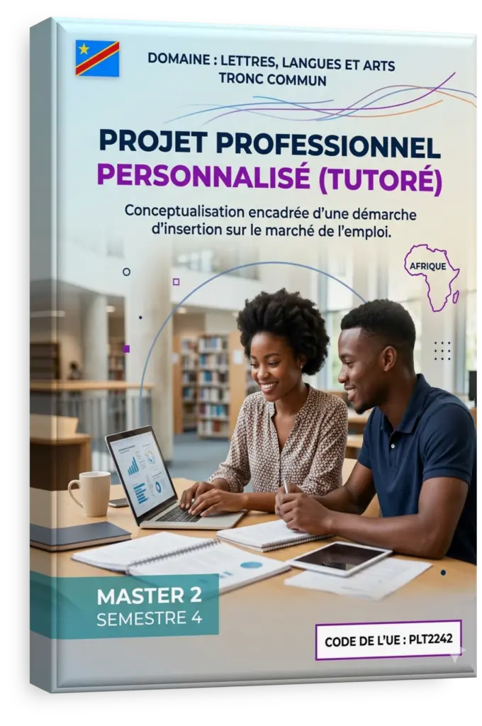 Étudiants en RDC travaillant sur leur projet professionnel personnalisé avec un tuteur.