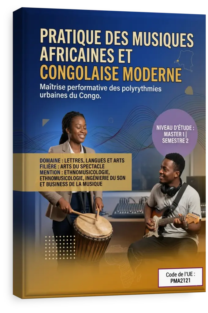 Étudiants en musique jouant d'instruments congolais et modernes.