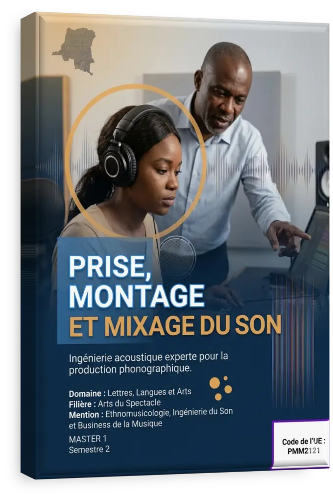 Étudiant en ingénierie du son travaillant sur une console de mixage en studio.