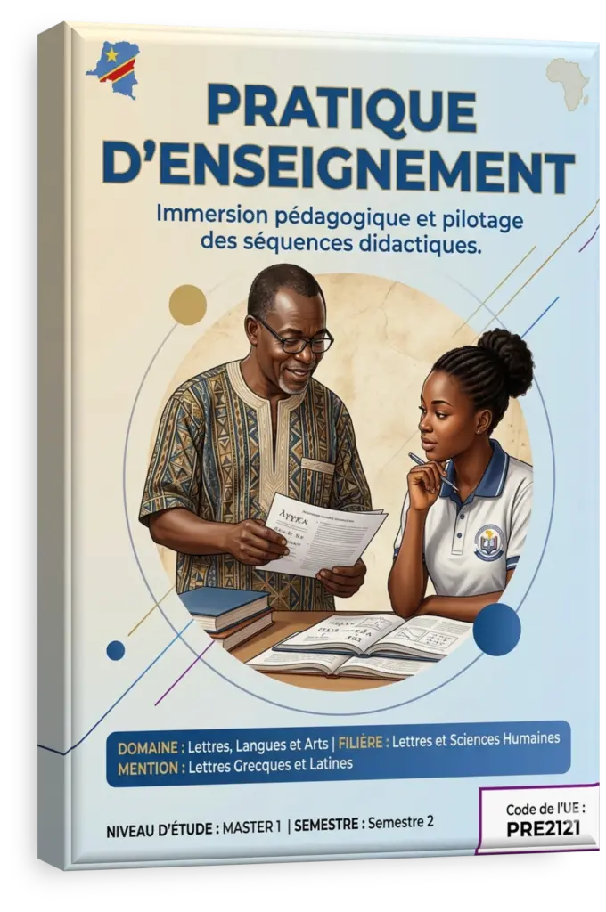 Professeur congolais animant un cours de pratique d'enseignement à des étudiants.
