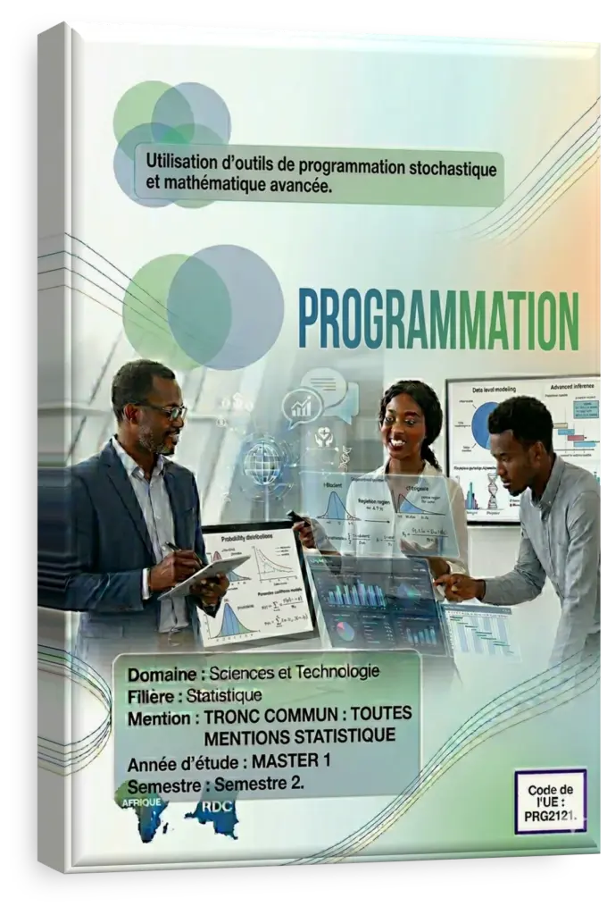Étudiant en programmation en RDC devant un ordinateur avec du code.