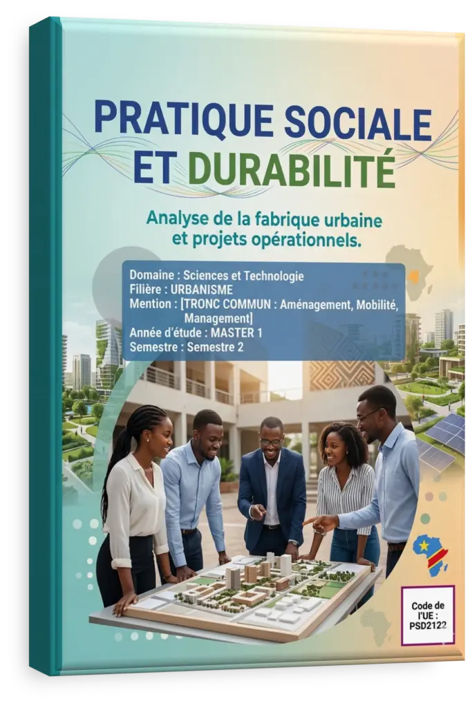Quartier urbain en RDC illustrant la cohabitation entre habitat et espaces verts.