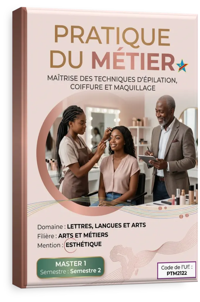 Étudiante en esthétique appliquant un maquillage professionnel sur un modèle.