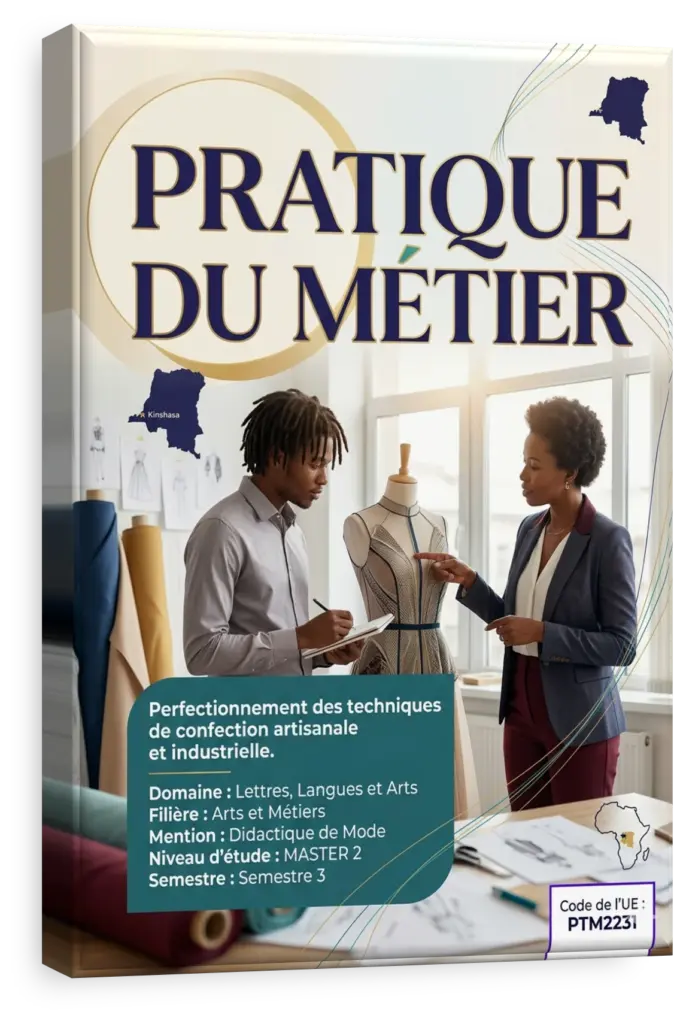 Étudiant en confection travaillant sur un patron de vêtement dans un atelier de mode.