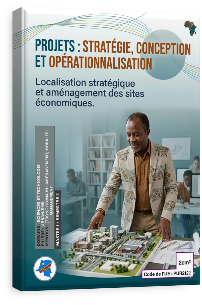Étudiants en sciences et technologie analysant un plan d'aménagement en RDC.