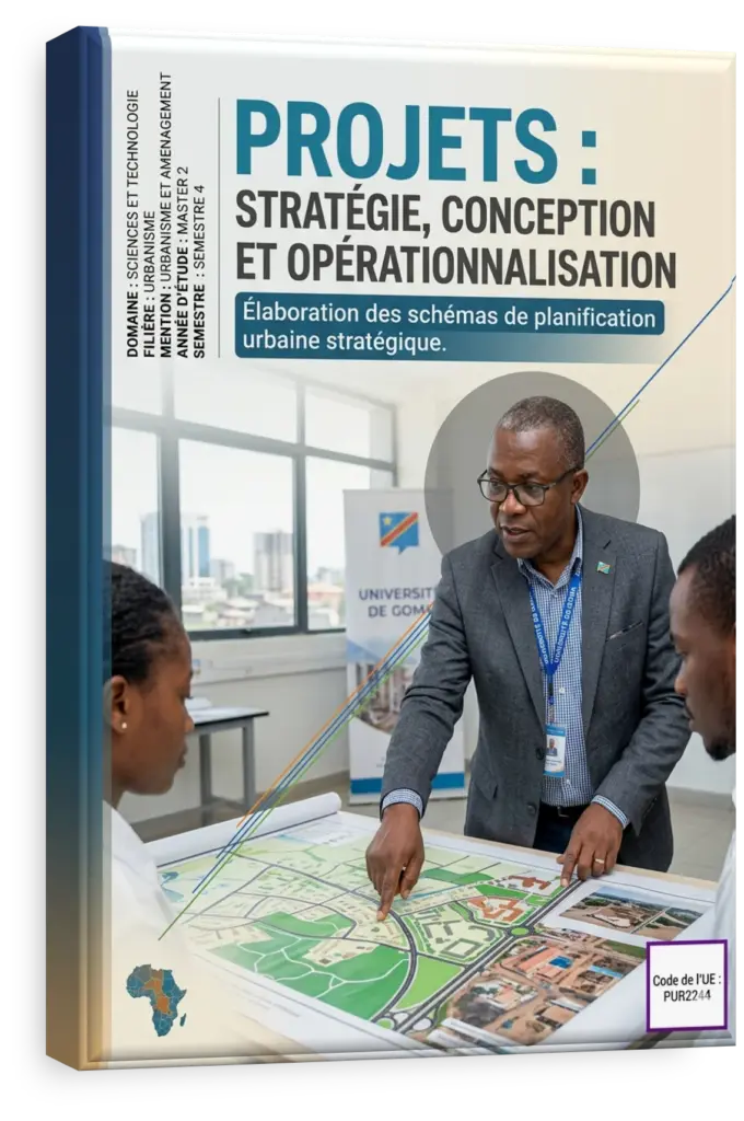 Étudiants en sciences et technologie travaillant sur un plan de développement urbain pour la RDC.