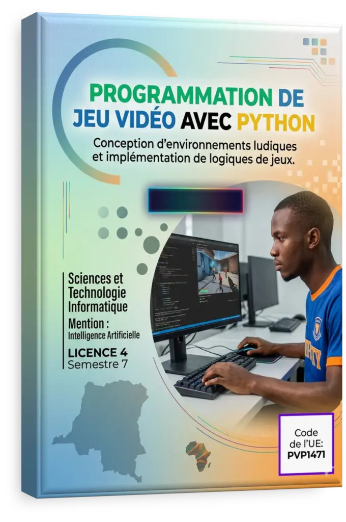 Code Python pour un jeu vidéo affiché sur un écran d'ordinateur.