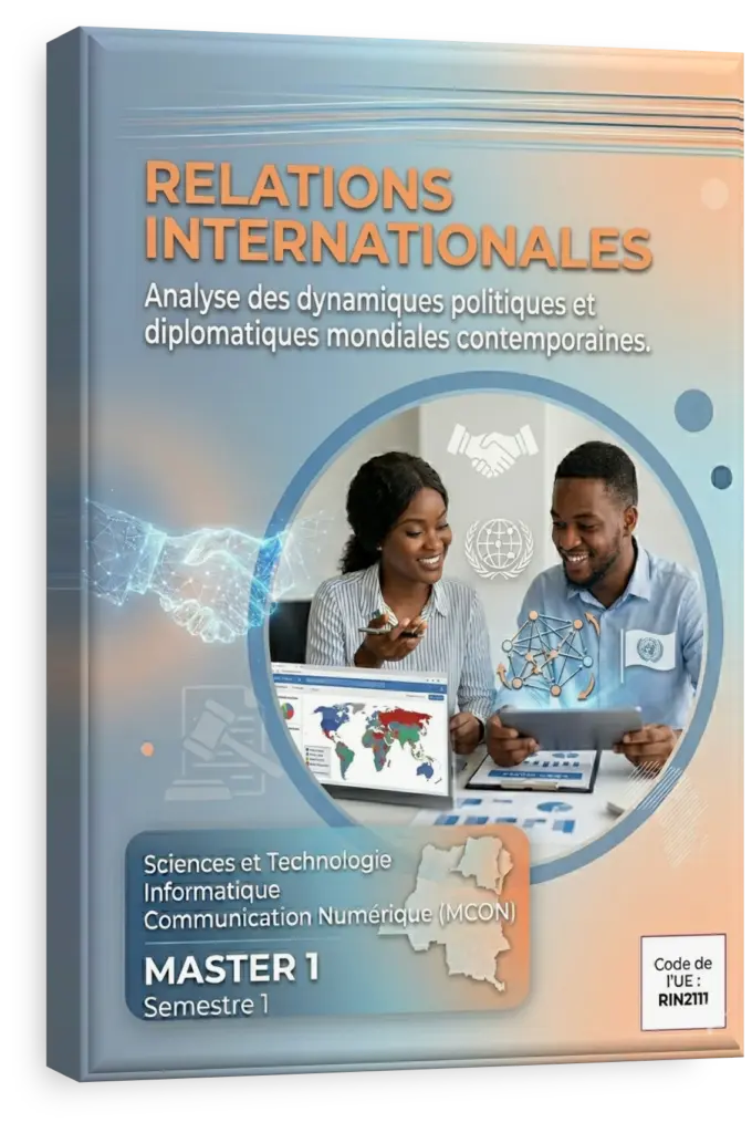 Globe terrestre avec des lignes de données numériques connectant les continents, symbolisant les relations internationales et la technologie.