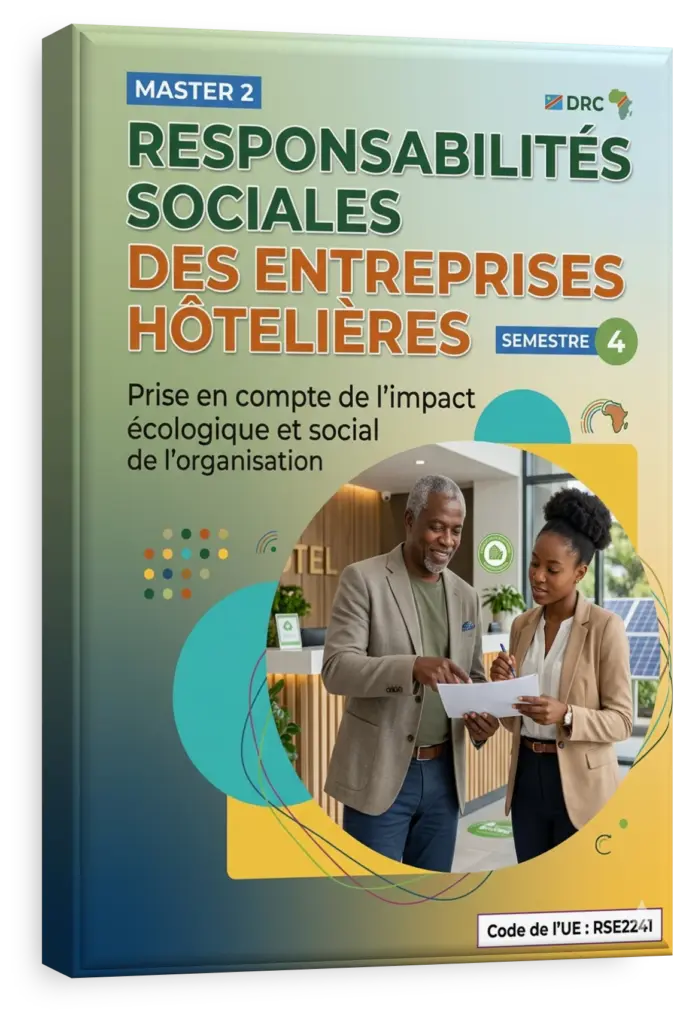 Étudiants universitaires en RDC discutant d'un projet de développement durable pour un hôtel.