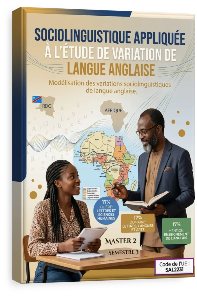 Étudiants en RDC discutant des variations de la langue anglaise dans un contexte multilingue.