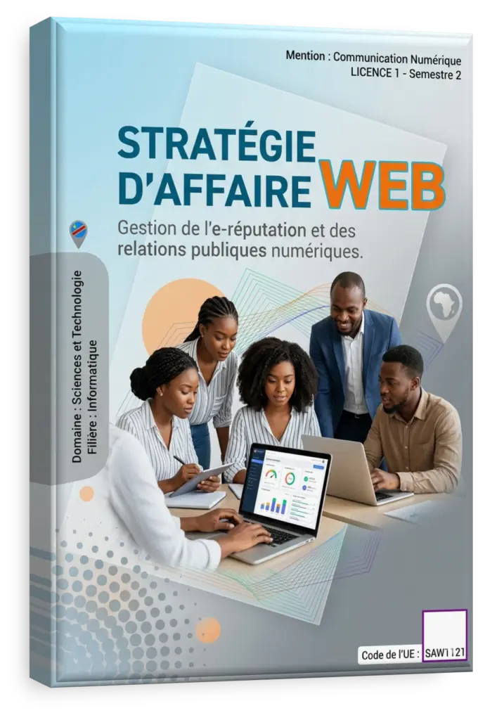 Étudiants en RDC analysant des données pour une stratégie d'affaire web.