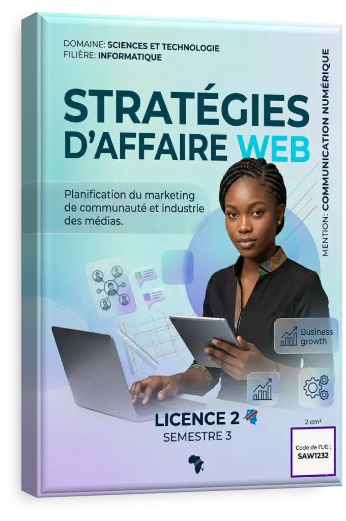 Étudiants en RDC travaillant sur une stratégie d'affaire web.
