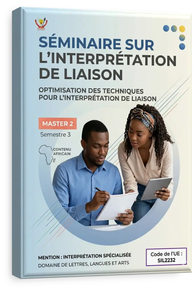 Étudiants en RDC suivant un cours d'interprétation de liaison en salle de classe.