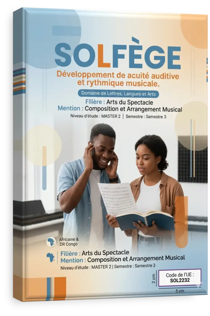 Étudiant en RDC dans un studio d'enregistrement apprenant le solfège.