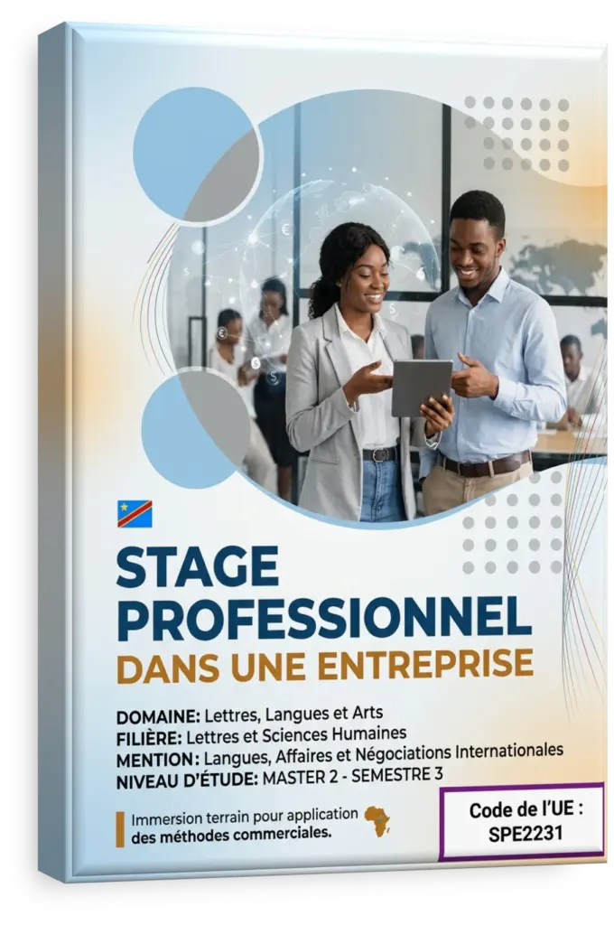 Étudiant congolais en stage professionnel appliquant ses compétences numériques en entreprise.