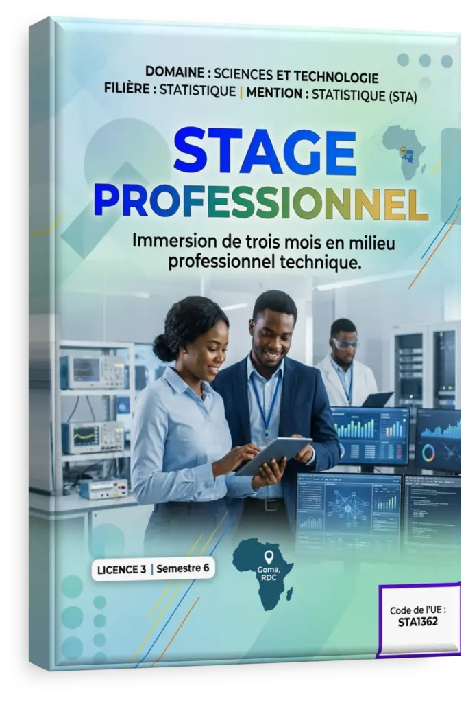 Étudiant en stage professionnel en RDC travaillant sur l'analyse de données sur un ordinateur.
