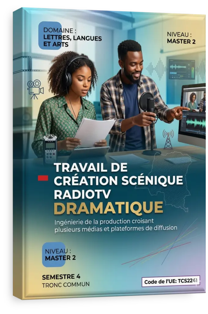 Étudiants en arts dans un studio d'enregistrement radio en RDC.