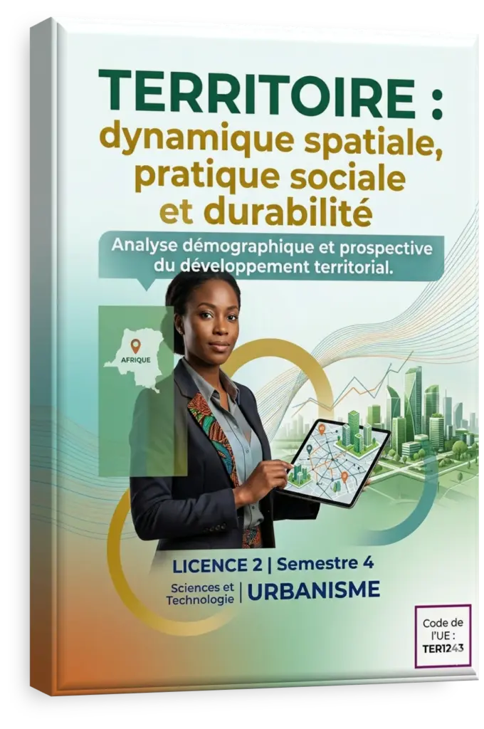 Plan d'aménagement urbain durable superposé sur une carte de la RDC.