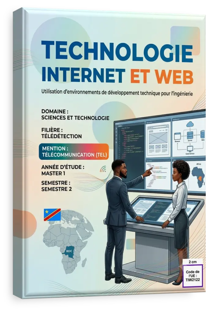 Étudiant en RDC suivant le cours de Technologie internet et web sur son ordinateur.