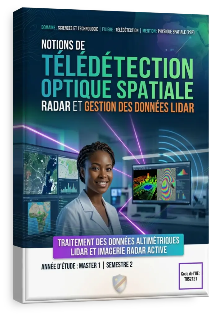 Image satellite de la RDC avec superposition de données d'analyse LIDAR et radar.