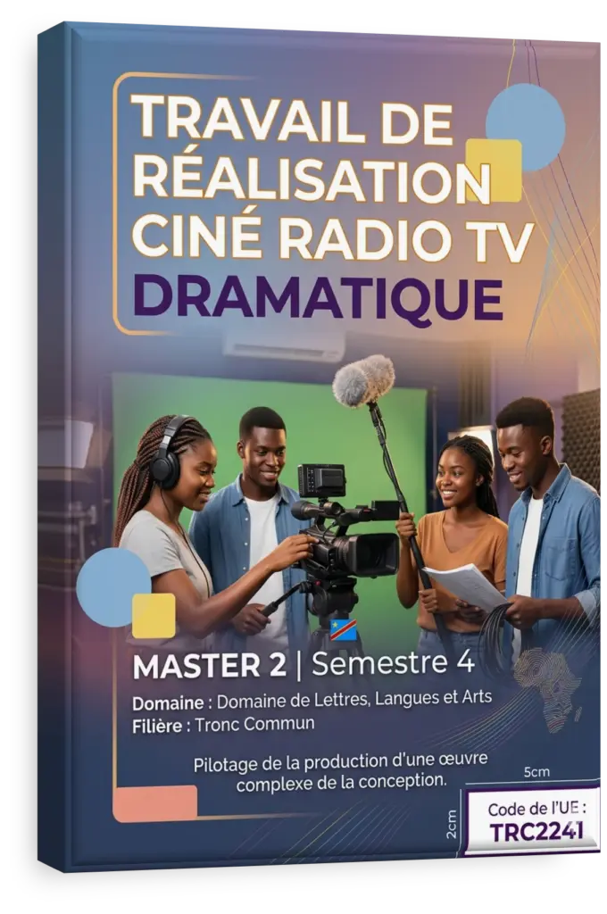 Étudiant en réalisation audiovisuelle utilisant une caméra professionnelle sur un plateau de tournage.