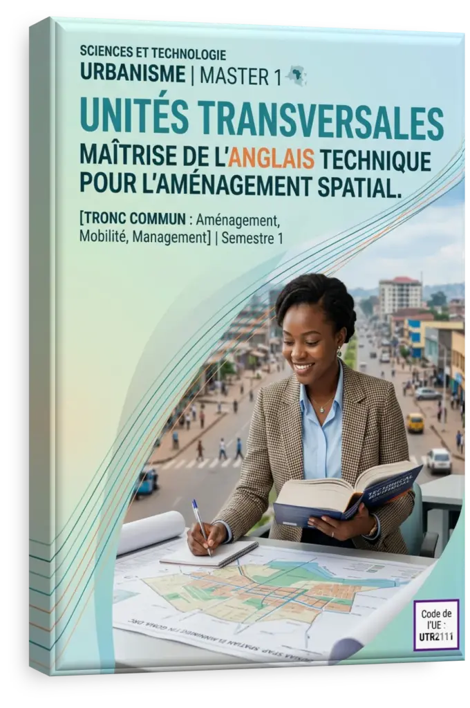 Plan d'urbanisme d'une ville moderne avec des éléments architecturaux congolais.