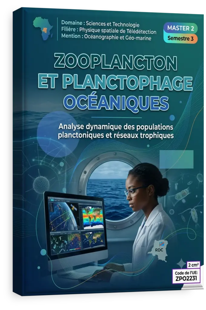 Image satellite de la côte de la RDC avec visualisation de la densité du zooplancton océanique.